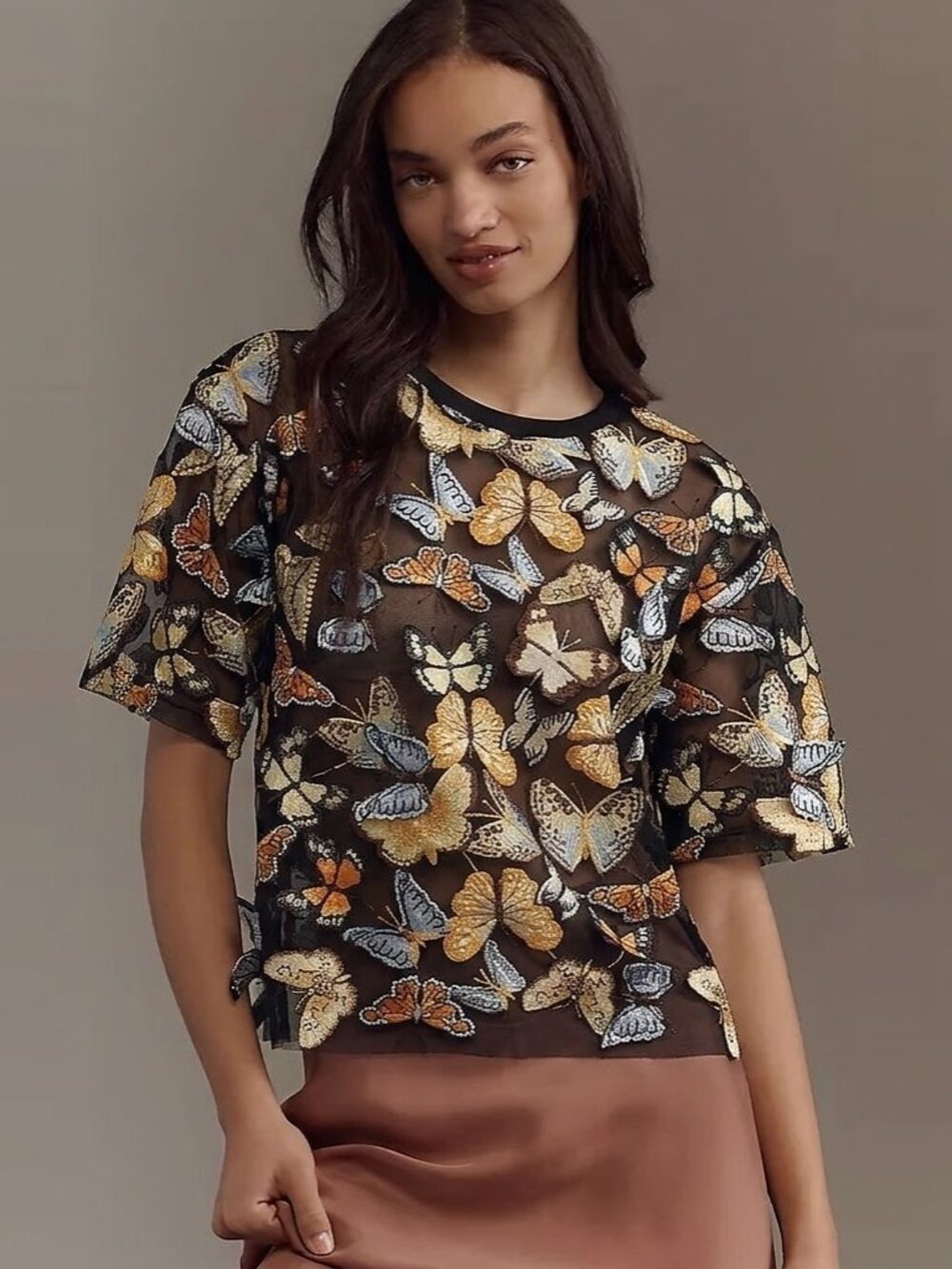 Dolan 3D Butterfly Sheer T-Shirt NWOT - Picture 2 of 8
